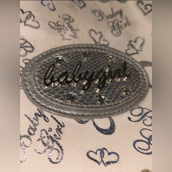 Y2K Baby Girl Heart Print Metallic Shoulder Tote Bag - Picture 9 of 9